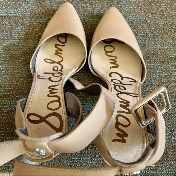 Sam Edelman Beige Okala Ankle Strap Pointed Toe Dress Pumps Heels, size 8 EU 39 - Picture 6 of 12